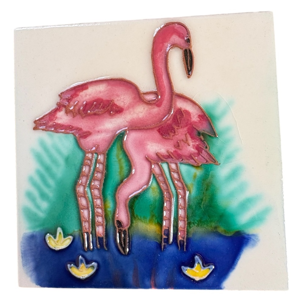 Pink Flamingo Decorative  Ceramic Wall Art Tile 4x4